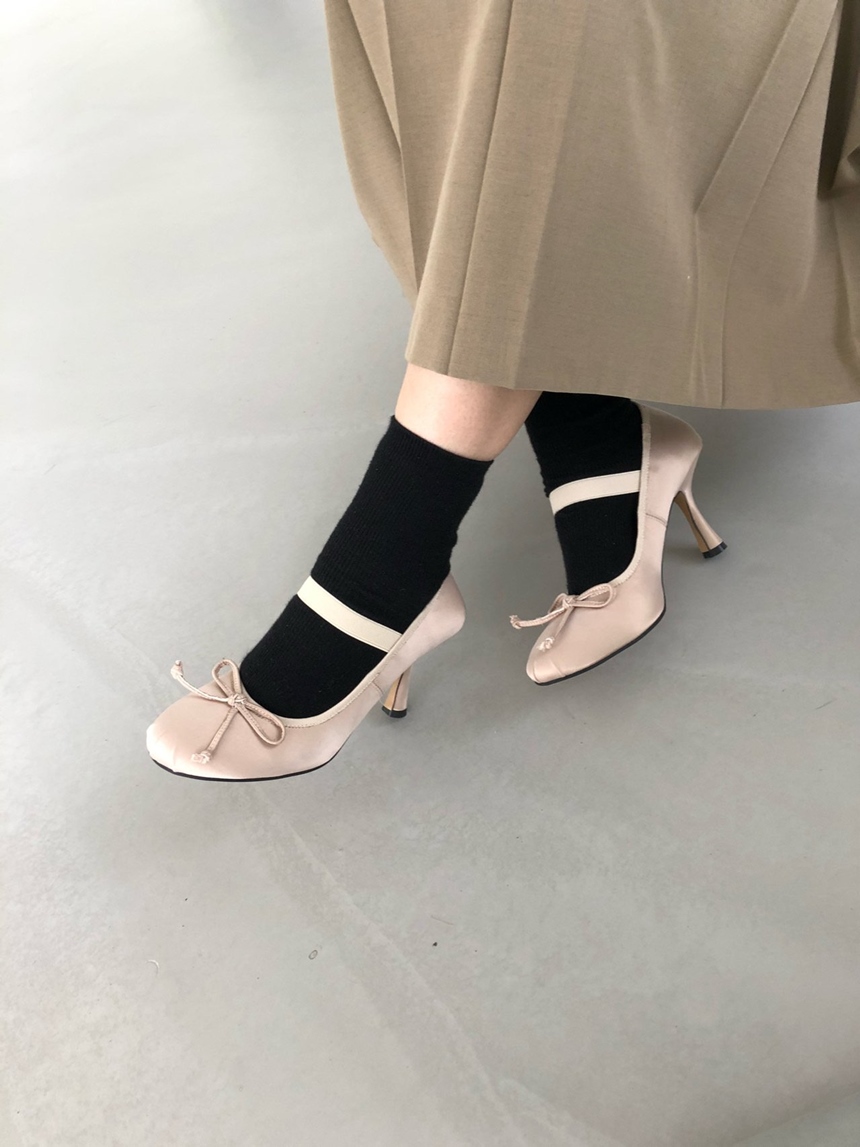 러블리 라운드 리본 메리제인 새틴 밴딩 여성 펌프스 쿠션 힐 8cm 상세 이미지 15