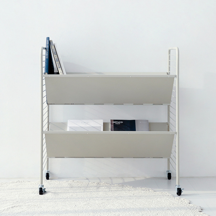 RATNER 책꽂이 트롤리 75x44x80, 2단, 솔리드베이지 7693.2931