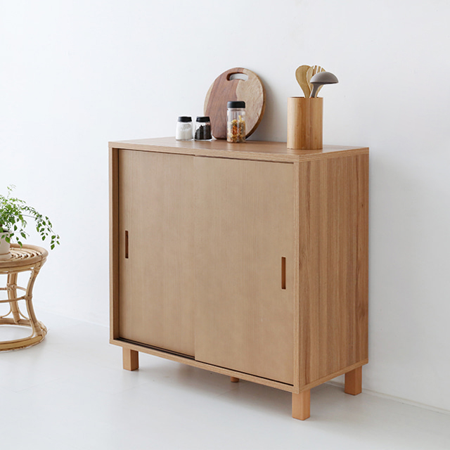 숄리드 슬라이딩 2문 수납장 솔리드형 CHM8380AM 800x400x830mm, 1단, 캄포어베니어4986.5788 - 상세 이미지 4