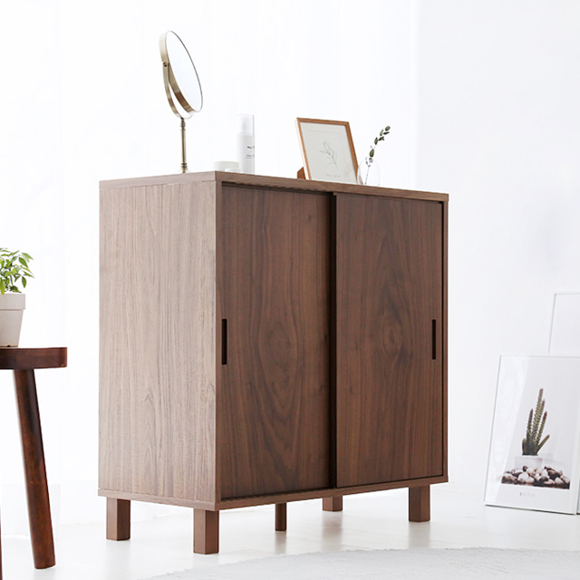 숄리드 슬라이딩 2문 수납장 솔리드형 CHM8380AM 800x400x830mm, 1단, 미들브라운2712.4066 - 상세 이미지 4