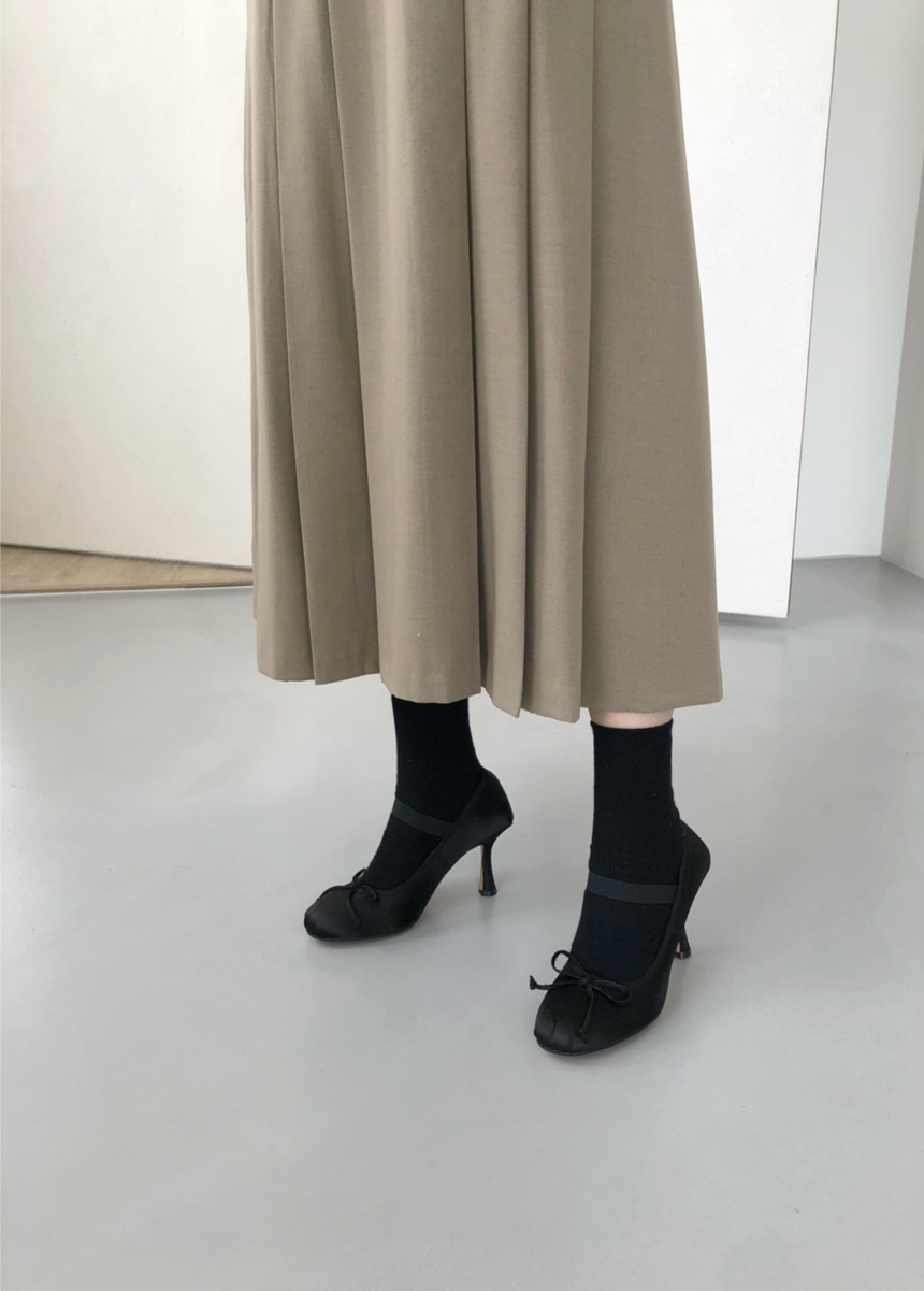러블리 라운드 리본 메리제인 새틴 밴딩 여성 펌프스 쿠션 힐 8cm 상세 이미지 2