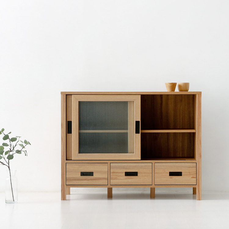 숄리드 2문3서랍 낮은수납장 CHM85110 1100x400x850mm, 2단, 캄포어베니어 3932.5957 - 상세 이미지 2