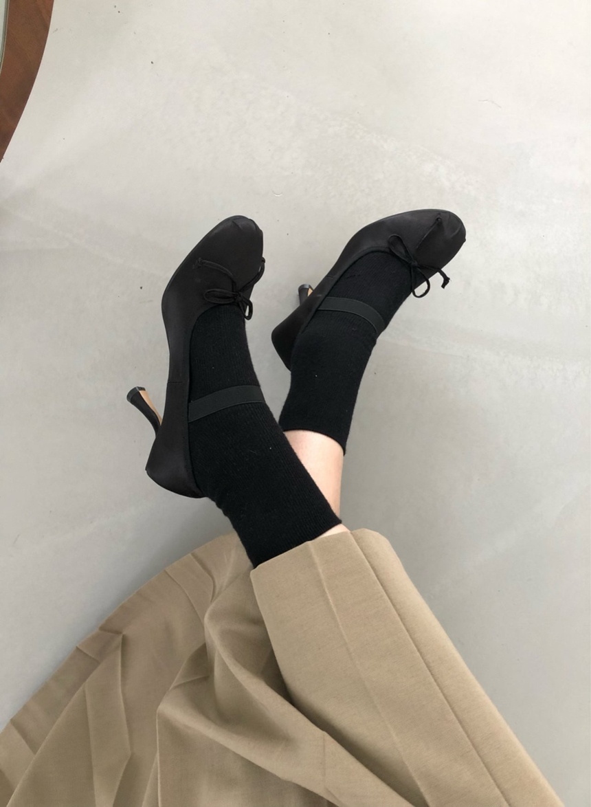 러블리 라운드 리본 메리제인 새틴 밴딩 여성 펌프스 쿠션 힐 8cm 상세 이미지 4