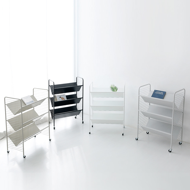 RATNER 책꽂이 트롤리 75x45x110, 3단, 솔리드베이지 9702.2111