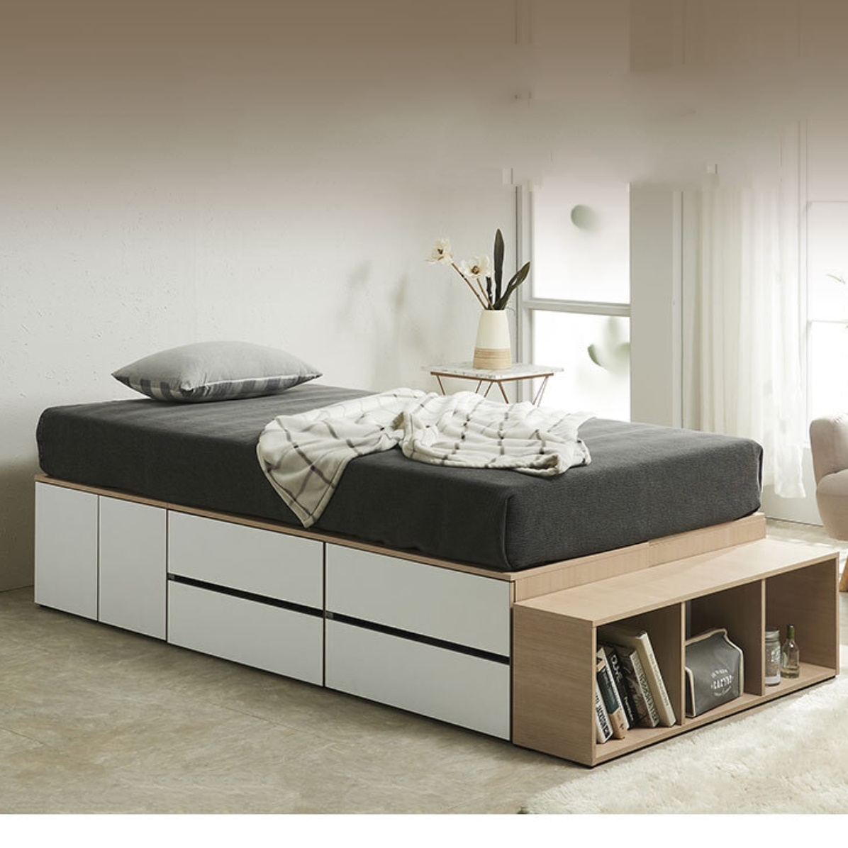 헤드리스 침대 아이방 고등학생 서랍형 침대 프레임