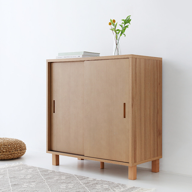 숄리드 슬라이딩 2문 수납장 솔리드형 CHM8380AM 800x400x830mm, 1단, 캄포어베니어4986.5788 - 상세 이미지 3