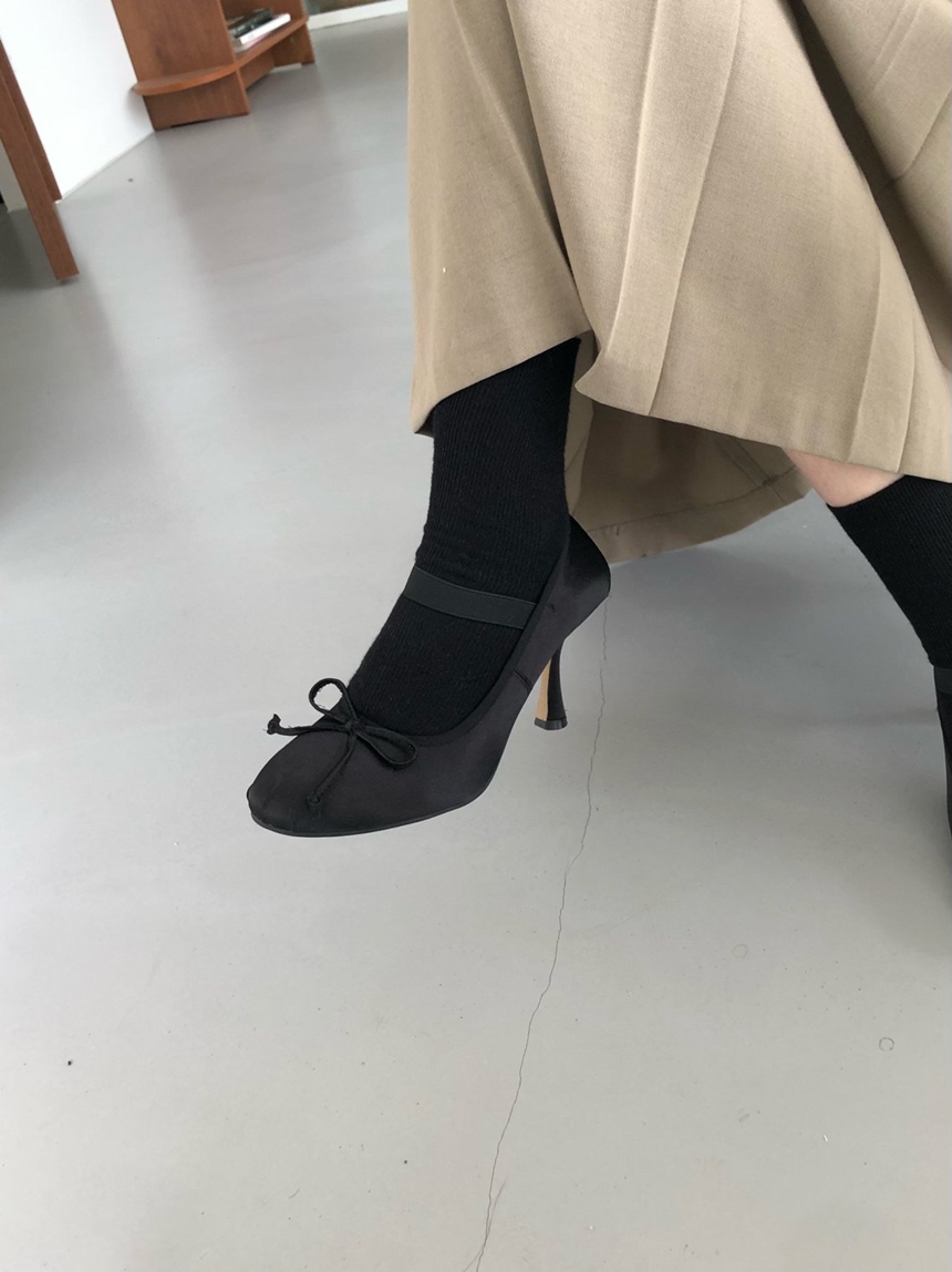 러블리 라운드 리본 메리제인 새틴 밴딩 여성 펌프스 쿠션 힐 8cm 상세 이미지 6