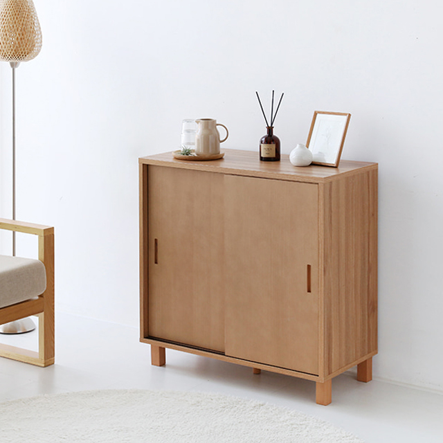 숄리드 슬라이딩 2문 수납장 솔리드형 CHM8380AM 800x400x830mm, 1단, 캄포어베니어4986.5788 - 상세 이미지 2