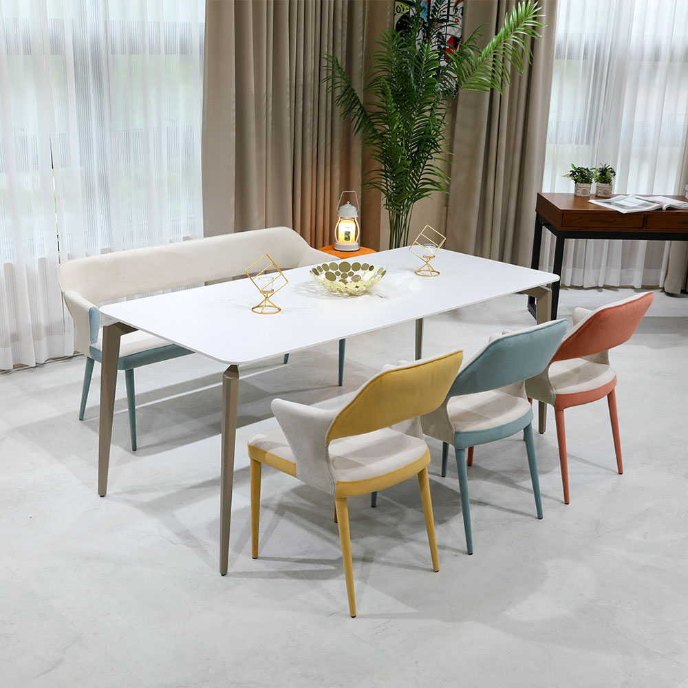 모던홈즈 퍼니처 6인용 화이트 포세린 세라믹 식탁세트, 샤니