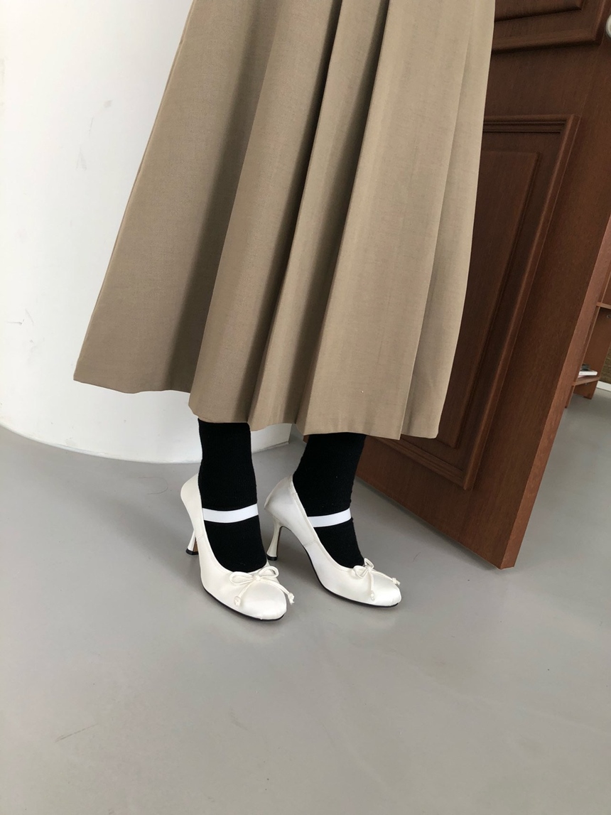 러블리 라운드 리본 메리제인 새틴 밴딩 여성 펌프스 쿠션 힐 8cm 상세 이미지 7