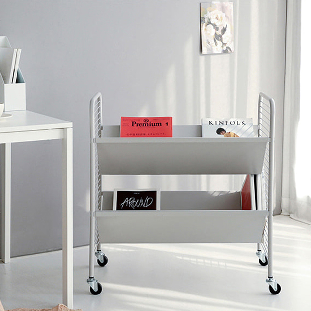 RATNER 책꽂이 트롤리 75x44x80, 2단, 라이트그레이 2052.8773