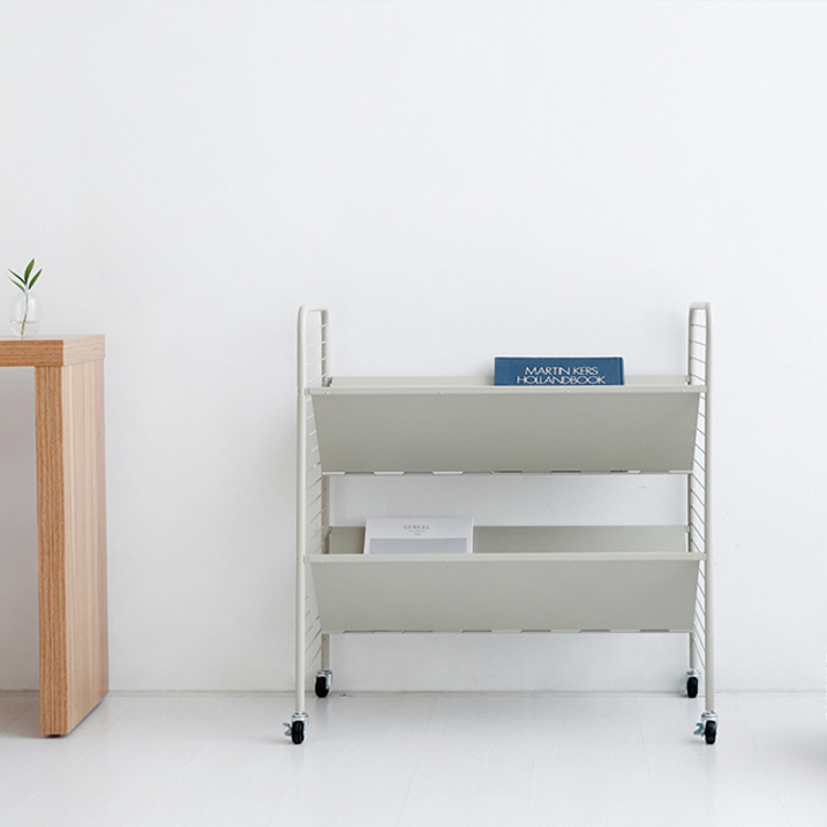RATNER 책꽂이 트롤리 75x44x80, 2단, 솔리드베이지 7693.2931