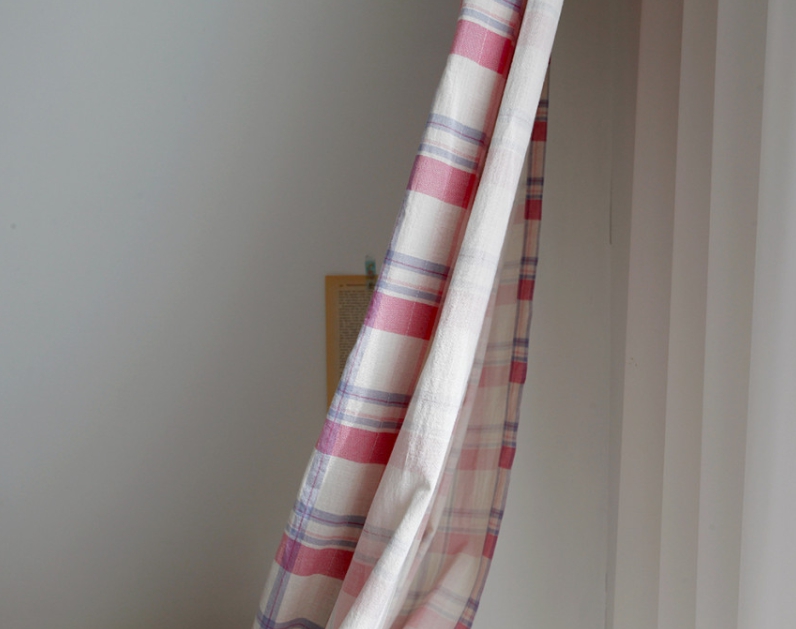 에이드 아이방 체크커튼 핀스타일 핑크 S-가로130x세로150