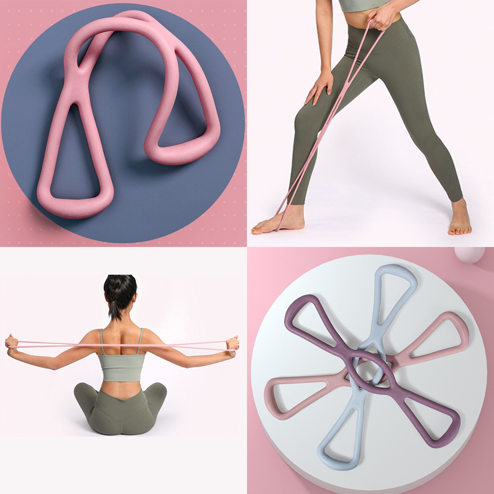 8자형 손잡이 실리콘 젤리 튜빙 밴드 근력 탄력 스트레칭 요가 필라테스 저항밴드 운동