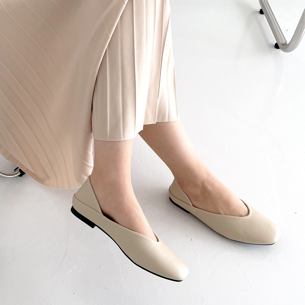 발편한플랫 여성 빅사이즈 플랫슈즈 스퀘어 가죽단화