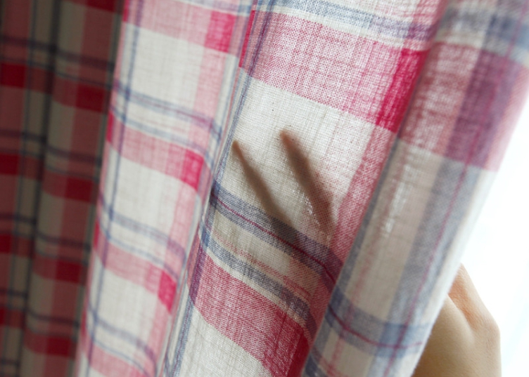 에이드 아이방 체크커튼 핀스타일 핑크 S-가로130x세로150