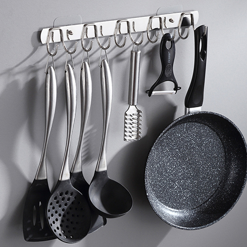무타공 조리도구거치대 조리기구 후라이팬 국자 걸이 더블후크10구(36cm) 제품 이미지