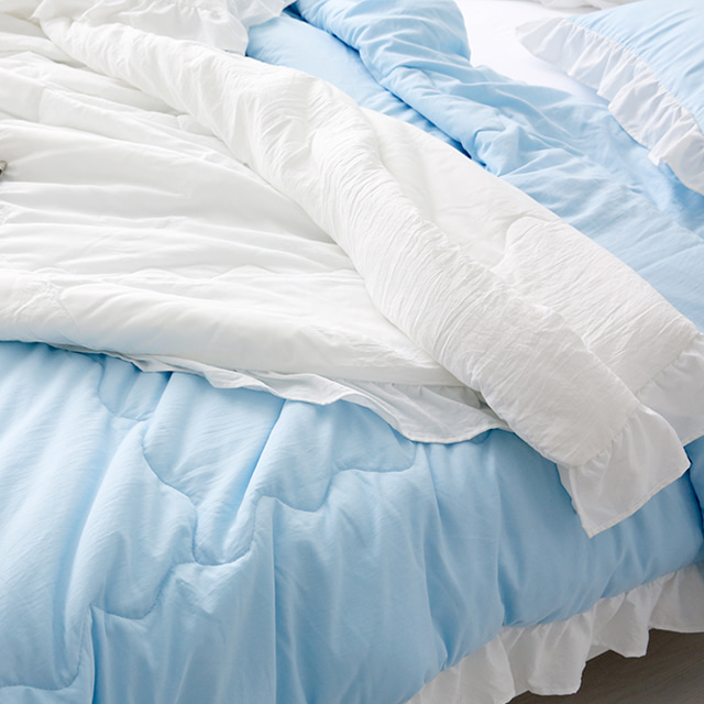 DARIA 프릴차렵이불 스카이블루 1142.0622, 퀸 200x230