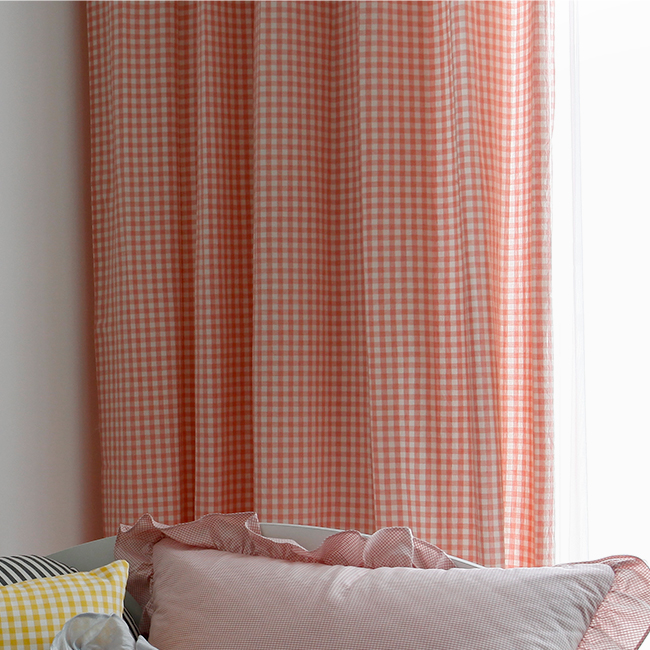 바이아미 멜란 체크 아이방 유아 남아 여아 키즈 커튼