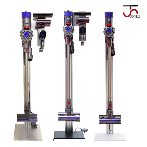 JS테크 다이슨 청소기 거치대에 청소기와 헤드가 거치된 모습