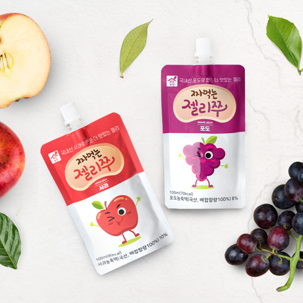 맑은농장 짜먹는 젤리쭈 포도 100ml x 10개입 곤약젤리 사과 저칼로리 간식 이미지 7