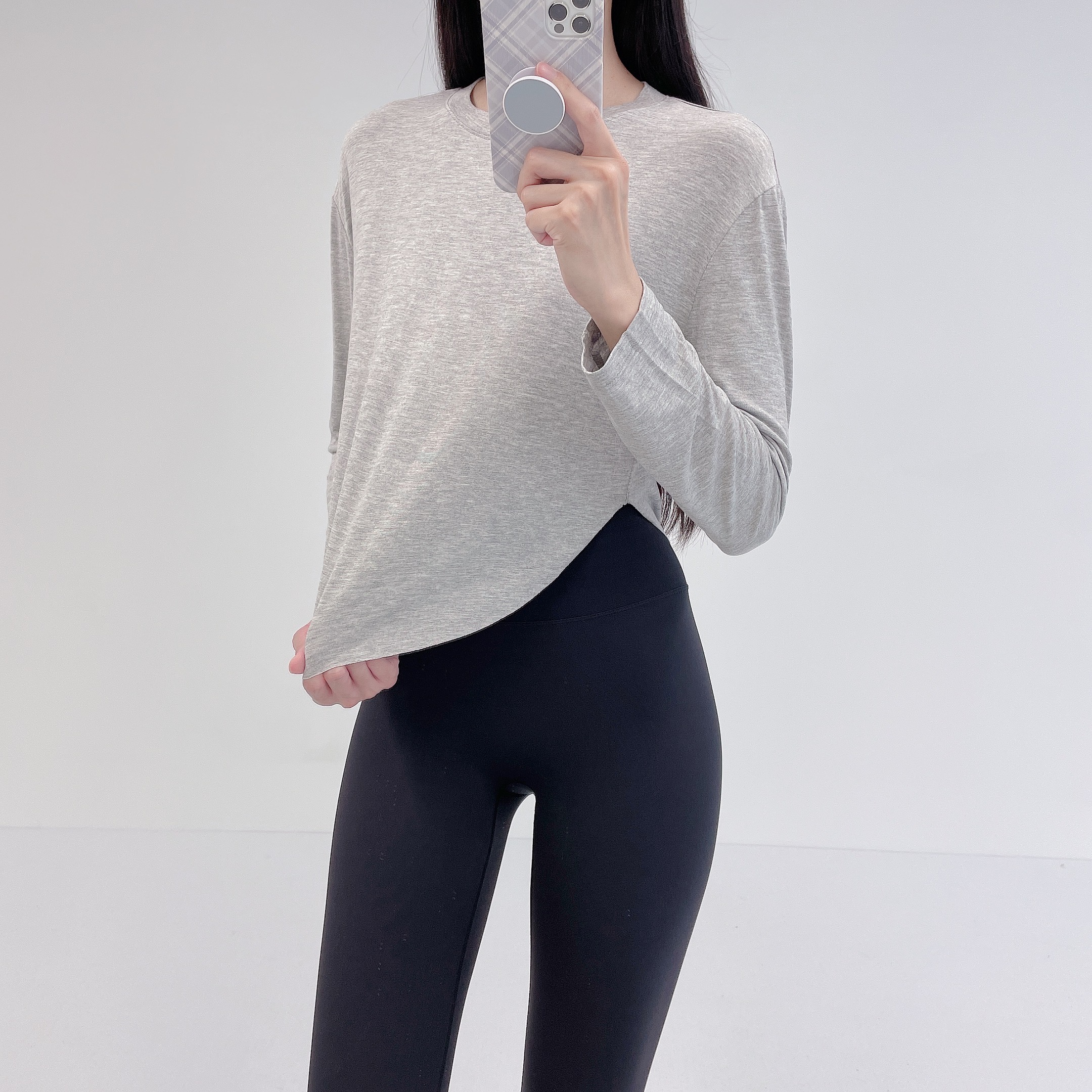 로라벨 리우 필라테스복 요가복 필라테스 상의 옷 커버업 운동복 탑 요가 크롭 긴팔 복장 - 상세 이미지 2