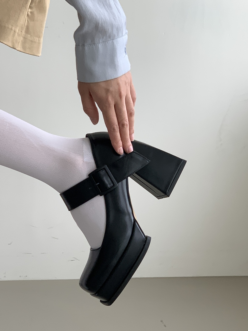 트렌디 가보시 스퀘어 벨티드 메리제인 쿠션 여성 하이 힐 9cm 상세 이미지 10