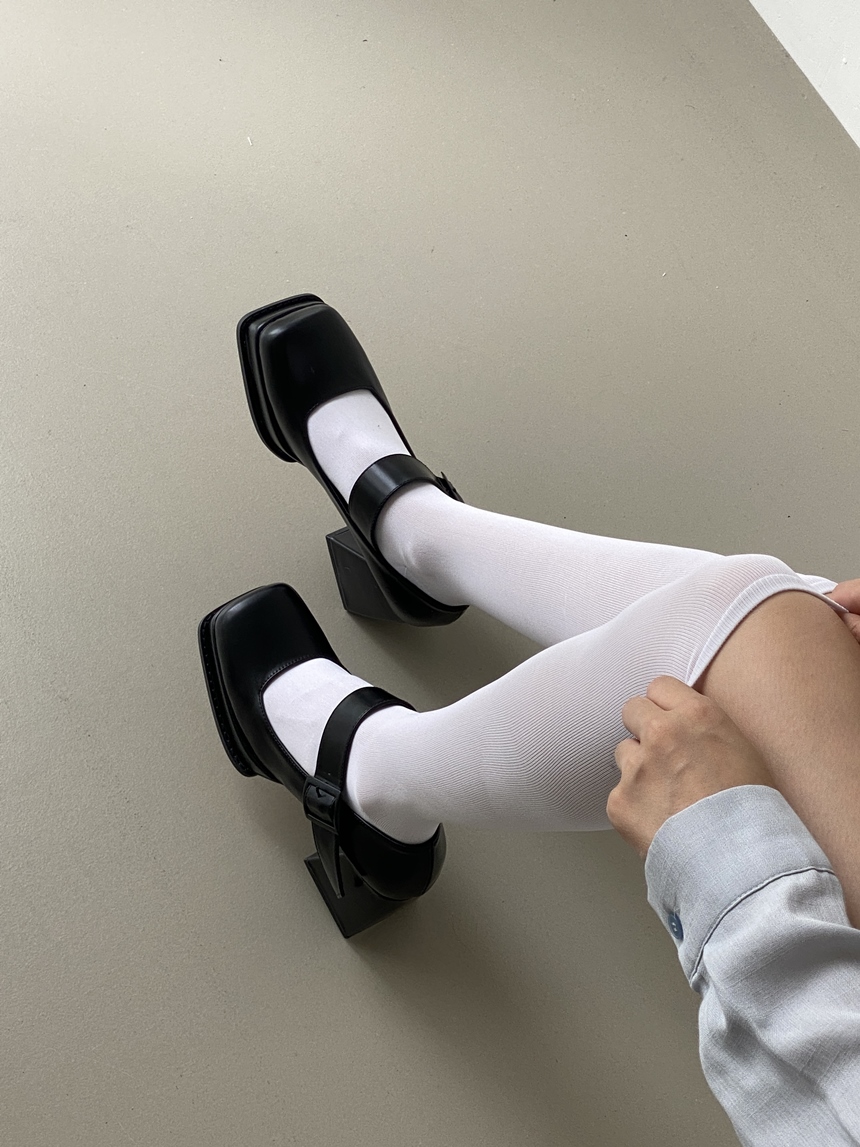 트렌디 가보시 스퀘어 벨티드 메리제인 쿠션 여성 하이 힐 9cm 상세 이미지 22