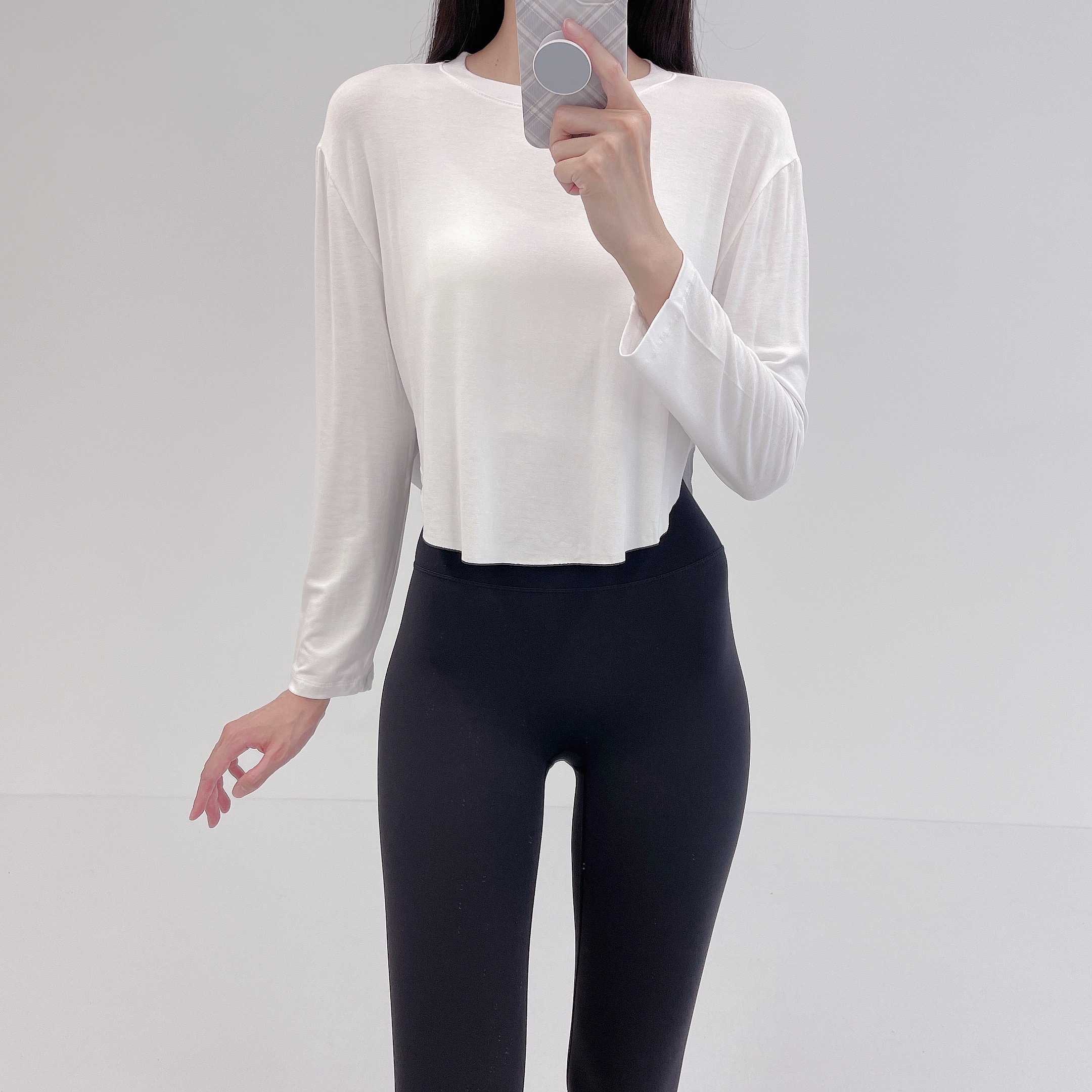 로라벨 리우 필라테스복 요가복 필라테스 상의 옷 커버업 운동복 탑 요가 크롭 긴팔 복장 - 상세 이미지 3