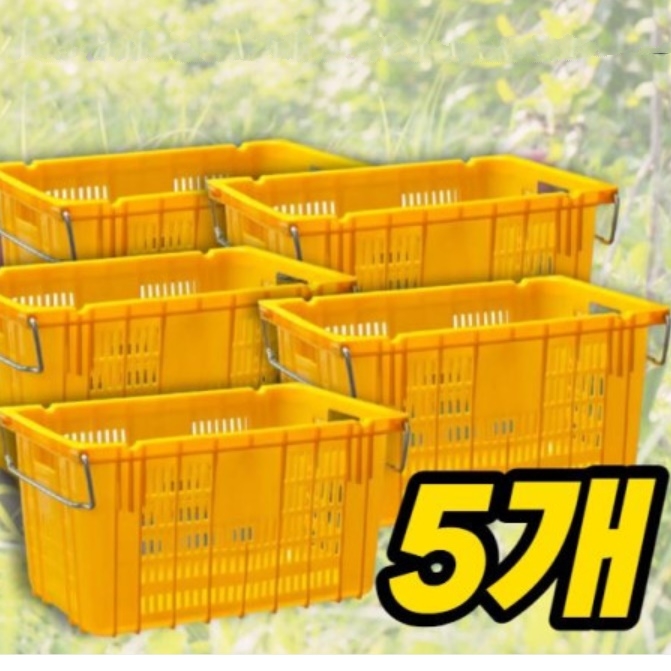 컨테이너박스 노란 플라스틱 바구니 사과상자플라스틱 이삿짐바구니