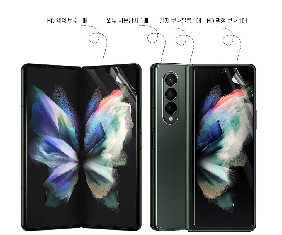 갤럭시 Z폴드4 전면 후면 힌지 내부 액정보호필름 (전면후면-폴더면-세트) - 상세 이미지 4