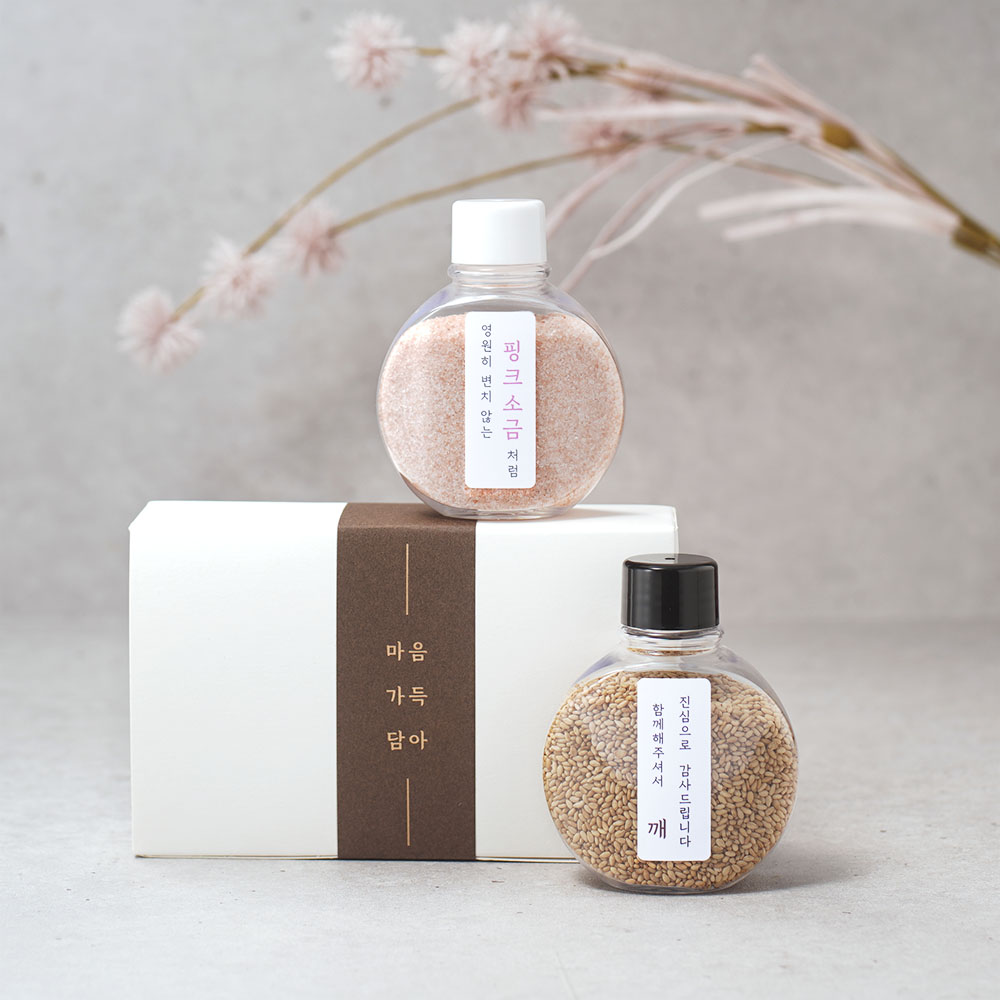 여섯별이야기 핑크솔트 소금 깨 답례품 웨딩 조문 돌 잔치 개업 승진 마음가득 세트 - 상세 이미지 2