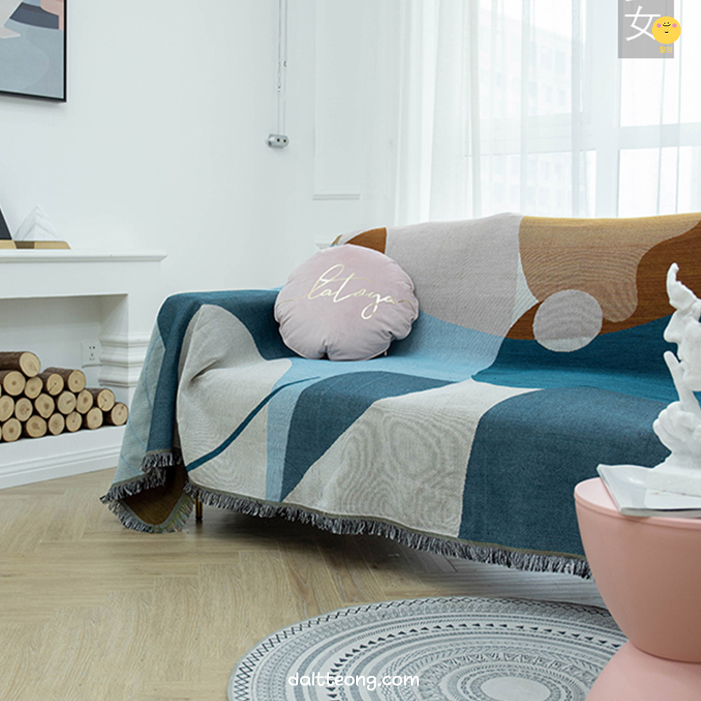 달떵 패턴a 쇼파 커버 덮개 깔개 커버링 패브릭 빈티지 감성 거실 블랭킷 180x130