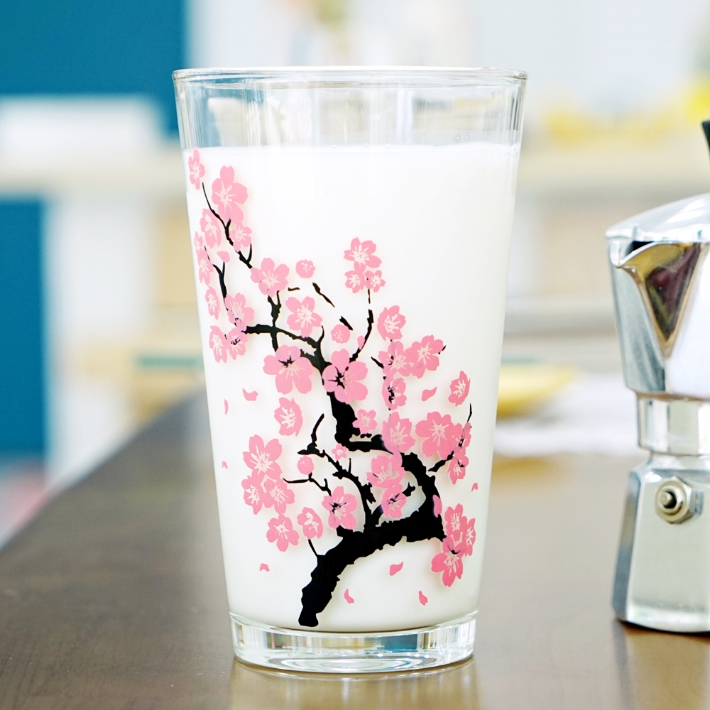 꽃피는 벚꽃 유리컵 맥주잔 460ml 핑크 하이볼잔 홈 카페 내열 인생술잔 집들이선물