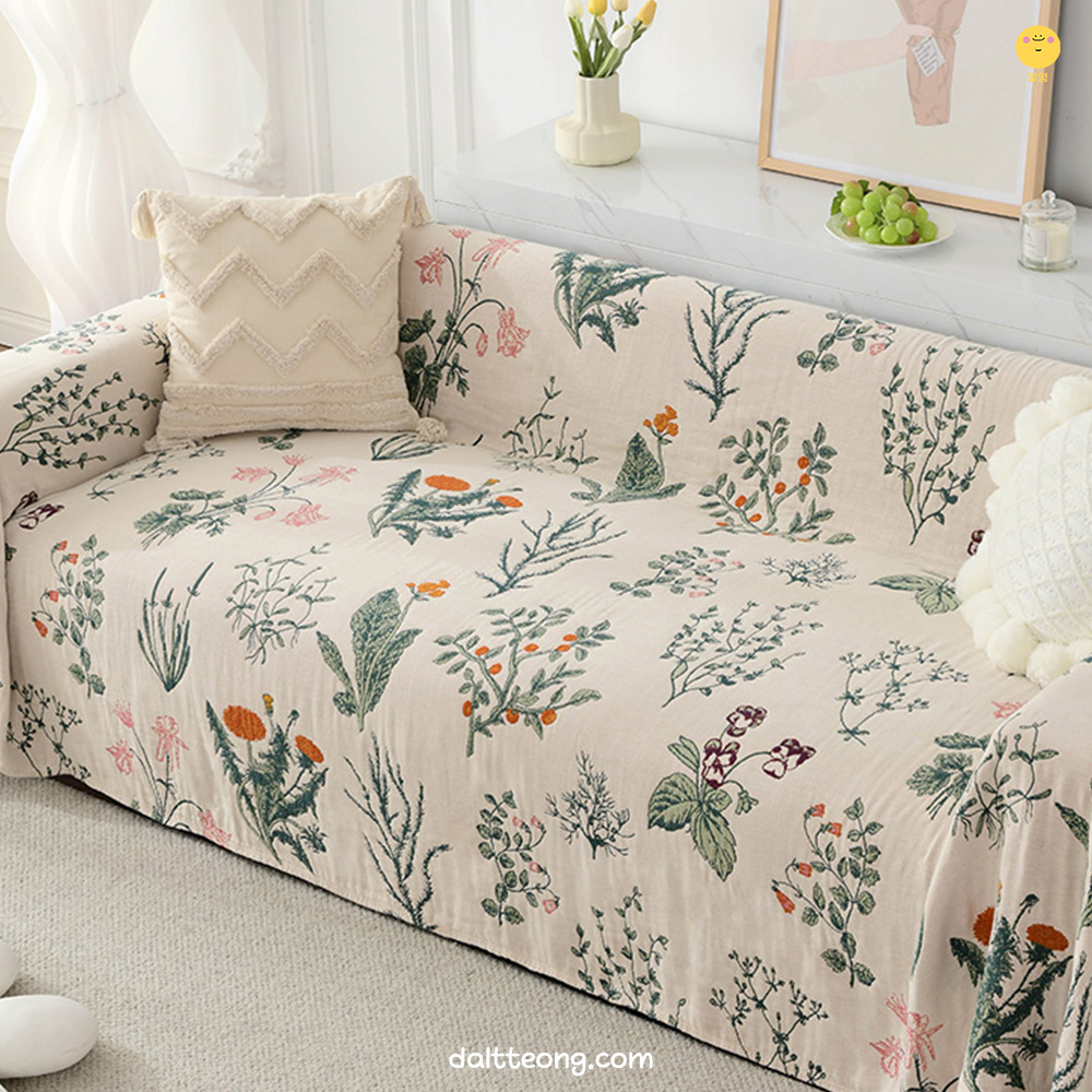 달떵 리프 패턴 쇼파 커버 덮개 깔개 커버링 패브릭 가죽 인테리어 200x150