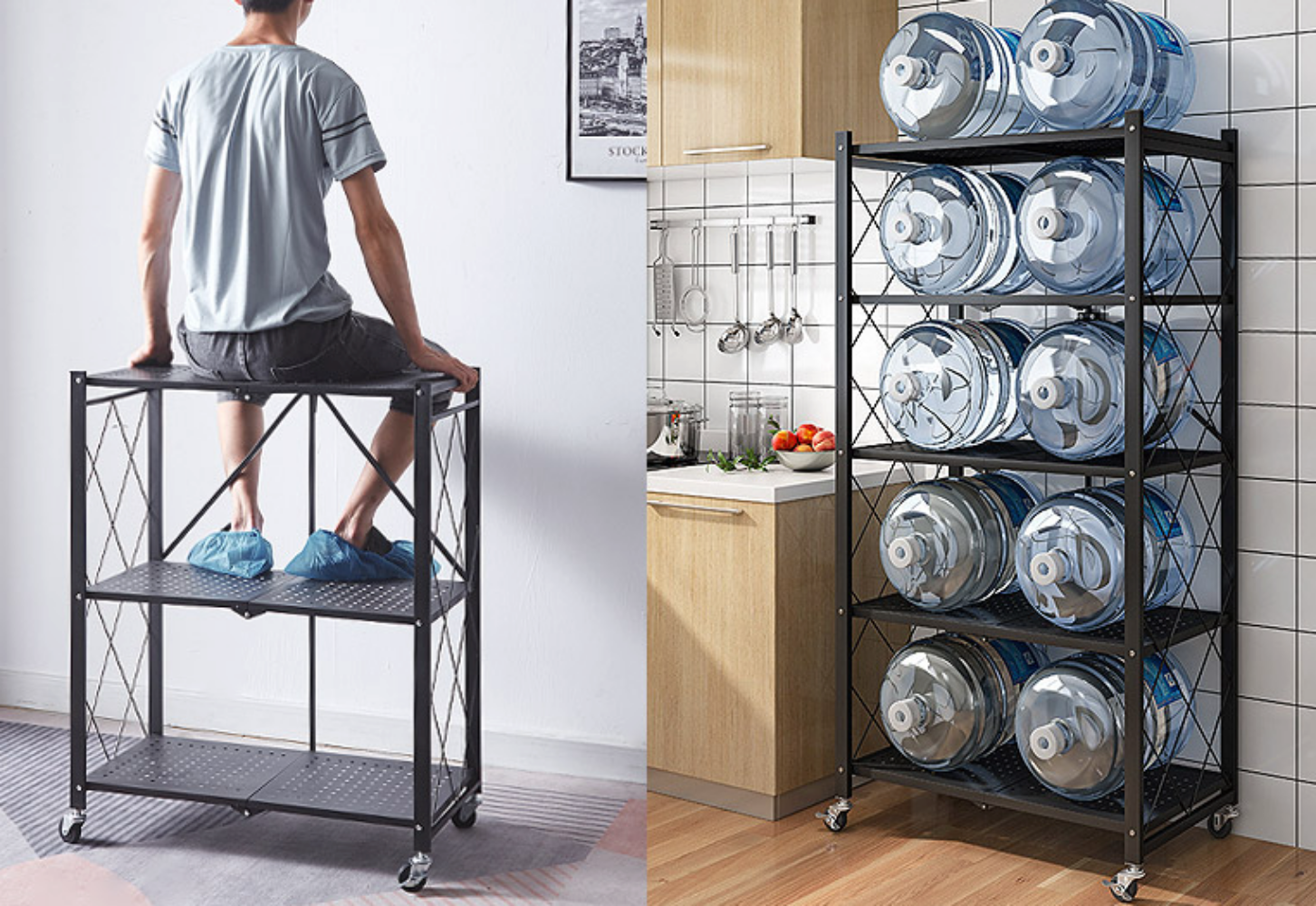 렌지대 전자렌지 선반 수납장 밥솥 다이 밥솥장 거치대 폴딩 5단