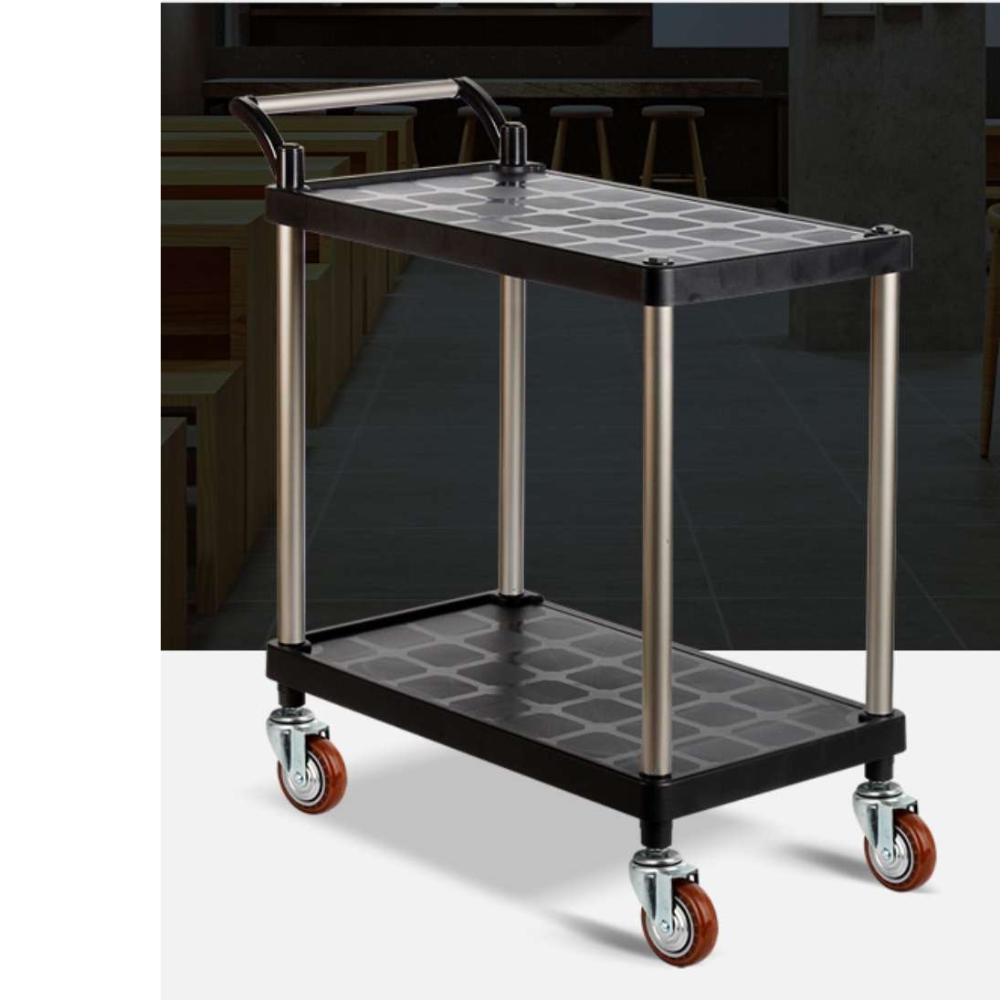 플라스틱 대차 식당용 카트 업소용 핸드카 청소용 카트 블랙 특대