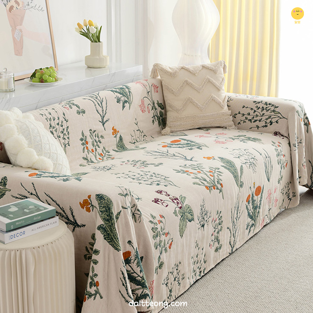 달떵 리프 패턴 쇼파 커버 덮개 깔개 커버링 패브릭 가죽 인테리어 200x150