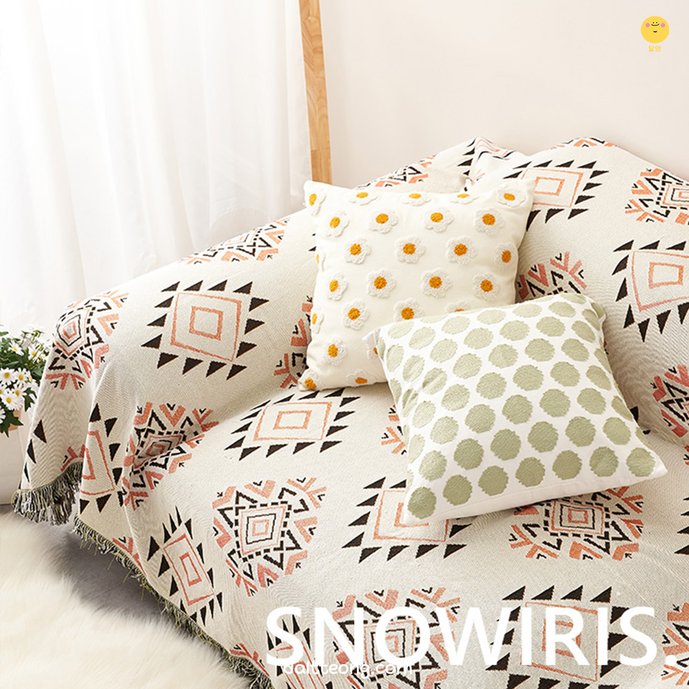 달떵 빈티지 패턴 쇼파 커버 덮개 천갈이 커버링 패브릭 거실 캠핑 블랭킷 340x180