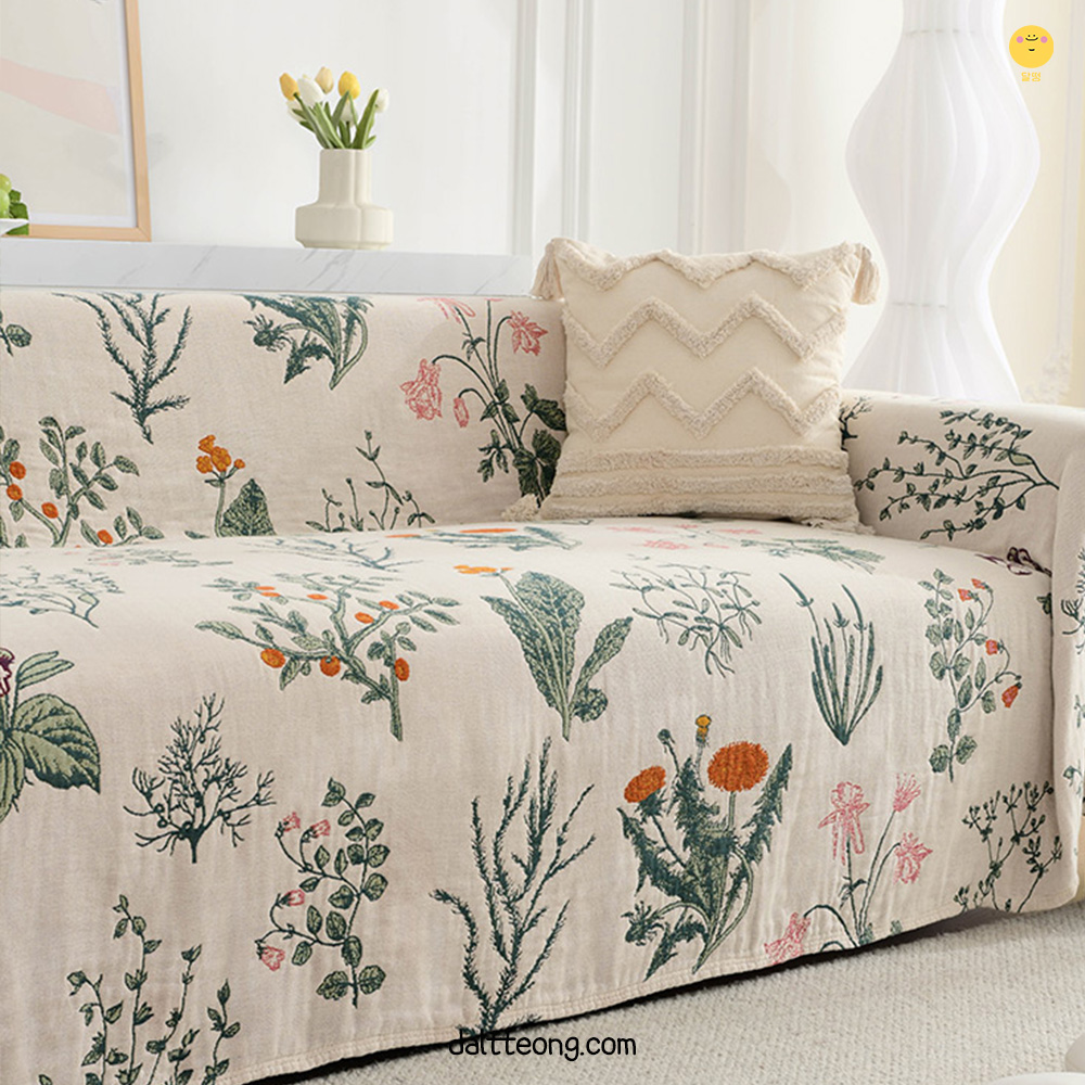 달떵 리프 패턴 쇼파 커버 덮개 깔개 커버링 패브릭 가죽 인테리어 200x150