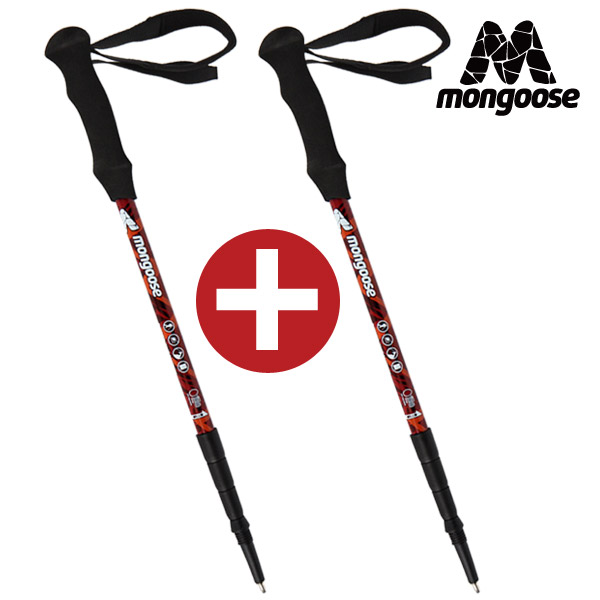 몽구스 컴팩트 4단 등산스틱 2개1세트 등산 지팡이