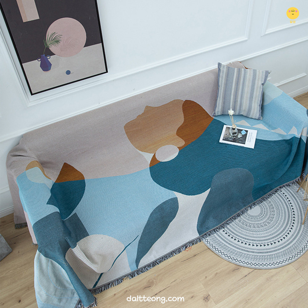 달떵 패턴a 쇼파 커버 덮개 깔개 커버링 패브릭 빈티지 감성 거실 블랭킷 180x130