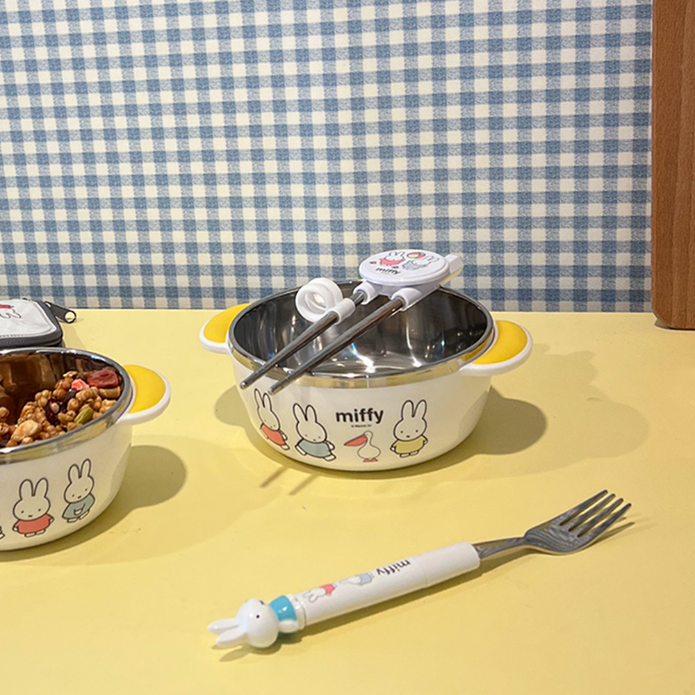화이트 미피 논슬립 스텐대접 유아 캐릭터 식기 어린이집 유치원 준비물 국그릇 밥그릇
