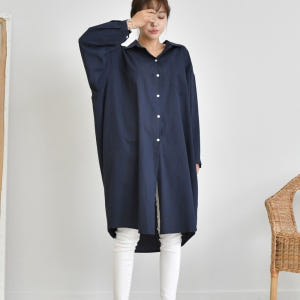 오버핏셔츠 롱남방 여성 가을 봄 카라 빅사이즈 긴팔 셔츠 남방 착용 후기 | 사이즈/핏 총정리 - 상품 이미지 2