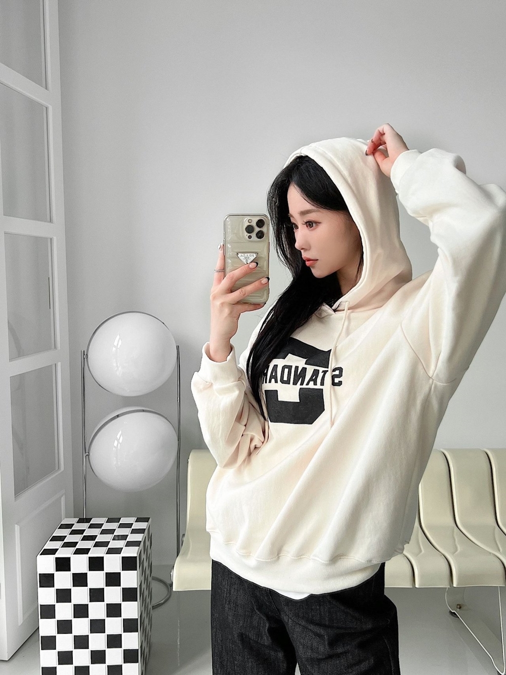 스탠다드 쭈리 오버핏 후드 맨투맨 티셔츠 캐주얼 3컬러 이미지 4