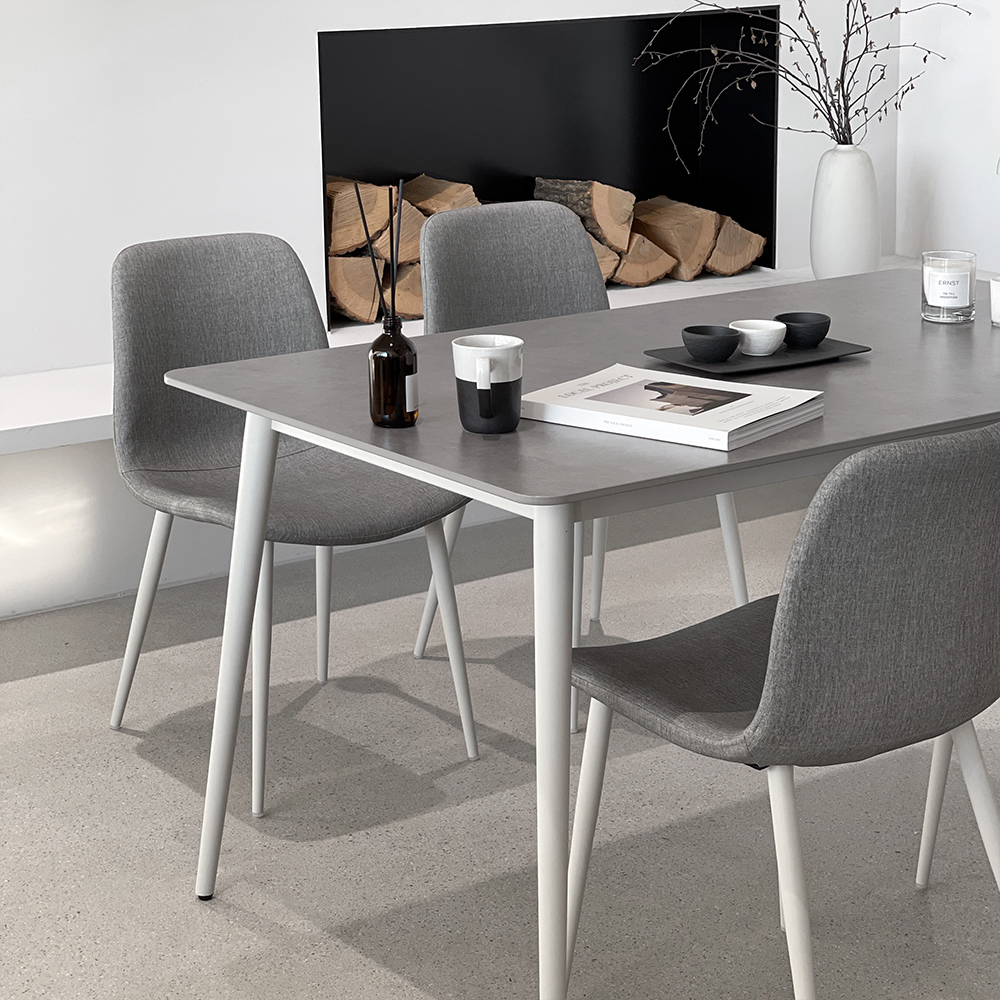 로포텐 델피 세라믹식탁 세트 4인용 식탁 포세린 마블화이트 1400 의자2 벤치