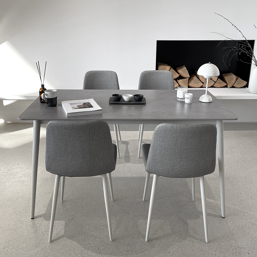 로포텐 델피 세라믹식탁 세트 4인용 식탁 포세린 마블화이트 1400 의자2 벤치