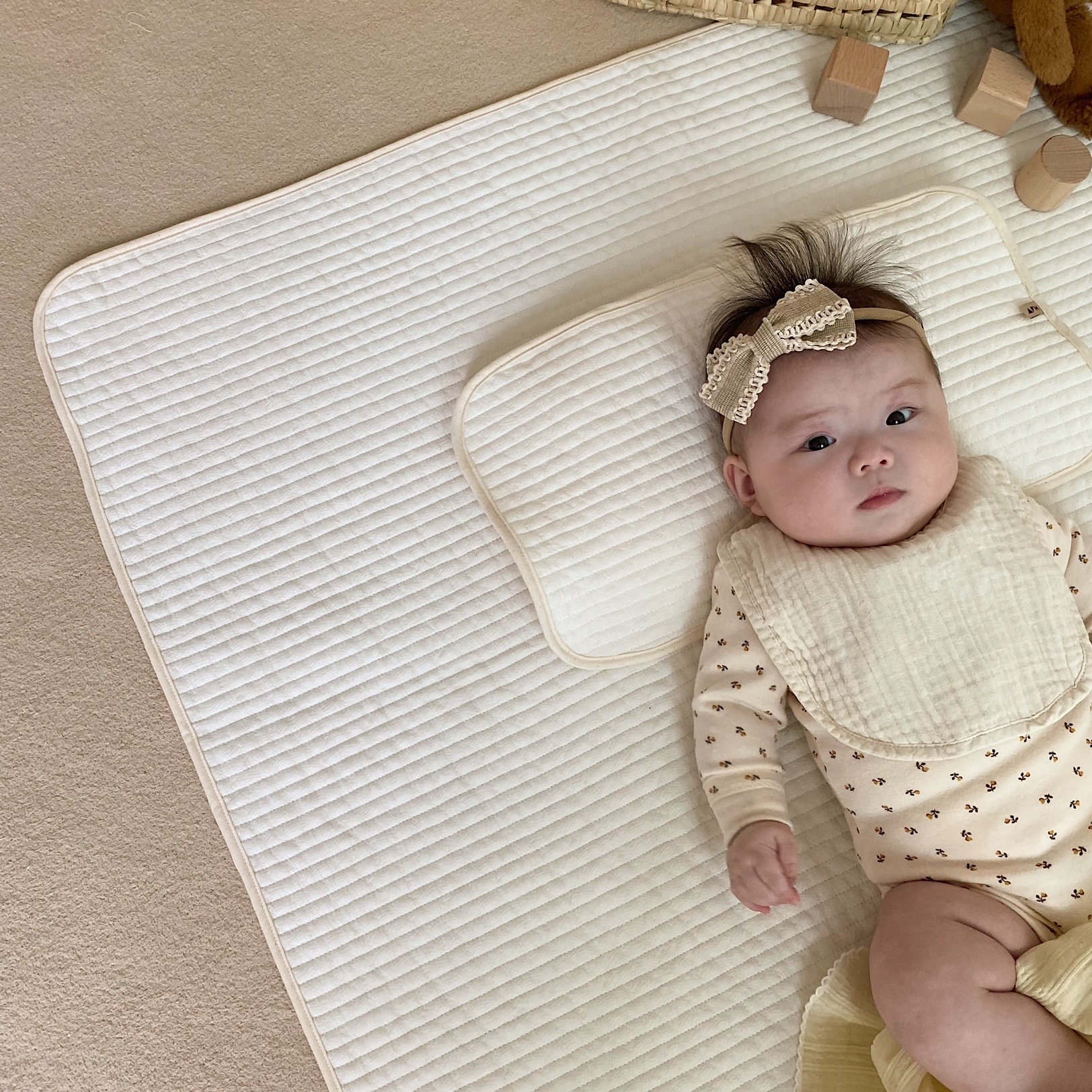 올포홈 아기 침대패드 고밀도 100수 누빔 슈퍼싱글 밴딩없음 무형광 유아 면 패드