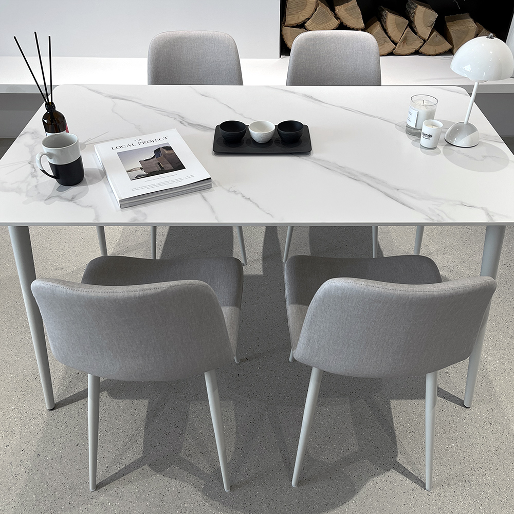 로포텐 델피 세라믹식탁 세트 4인용 식탁 포세린 마블화이트 1400 의자2 벤치