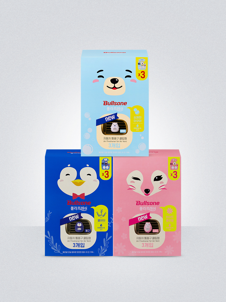 [불스원]폴라 송풍구 캐릭터 방향제 리필 2개입 3세트 부부